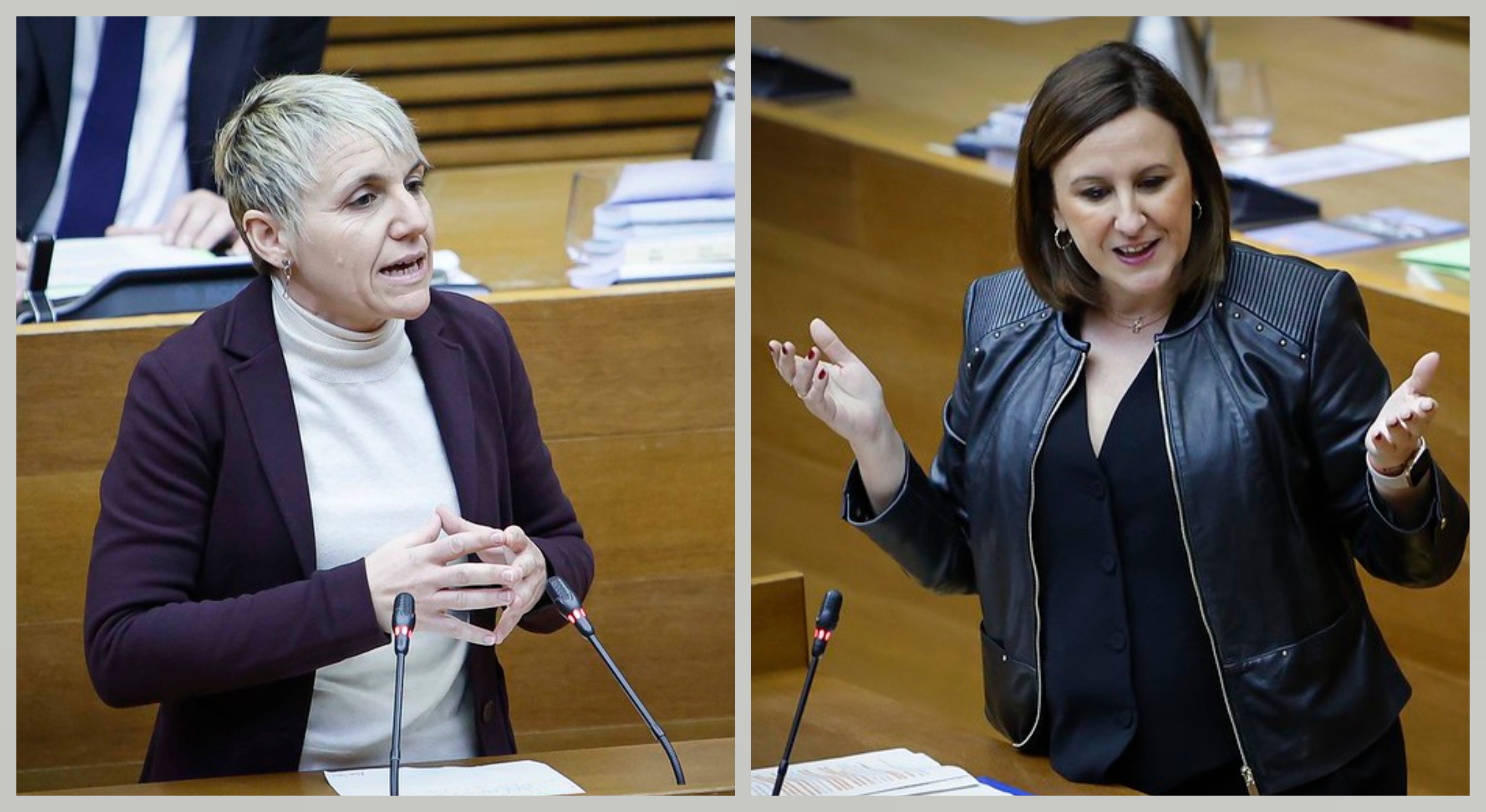 Papi Robles, portavoz de Compromís, y síndica del PPCV, María José Catalá.  Foto: CORTS/José Cuéllar - 