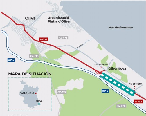 El Ministerio aprueba el proyecto de control de accesos en la N-332 en Oliva y de mejora en el de Pego