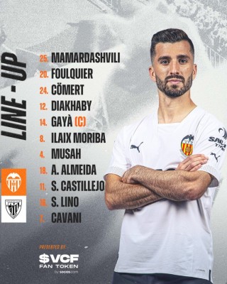 Este es el once del Valencia CF contra el Athletic