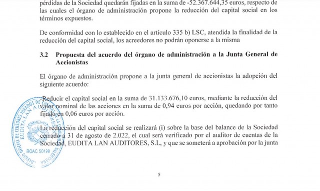 Las acciones del Hércules pasan a tener un valor nominal de 0,06 euros tras la reducción de capital