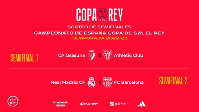 Real Madrid-FC Barcelona y Osasuna-Athletic, semifinales de la Copa del Rey de fútbol