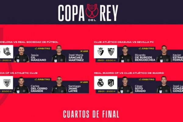 Ya se conocen los árbitros de los cuartos de final de la Copa del Rey