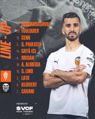 Este es el once del Valencia para medirse al Sporting de Gijón