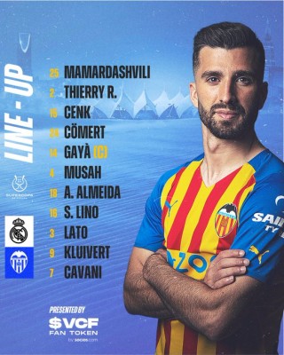 Este es el once del Valencia para la semifinal de la Supercopa
