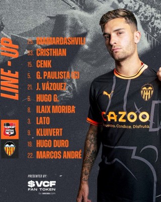 Este es el once del Valencia contra La Nucía