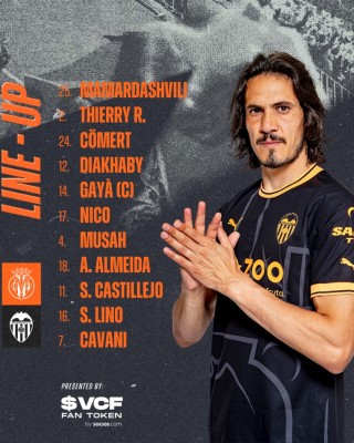 Este es el once del Valencia contra el Villarreal 