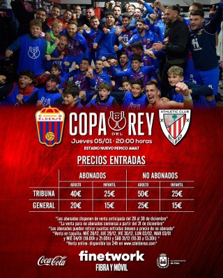 Las entradas del Eldense-Athletic para el público en general oscilan entre los 15 y los 50 euros de precio