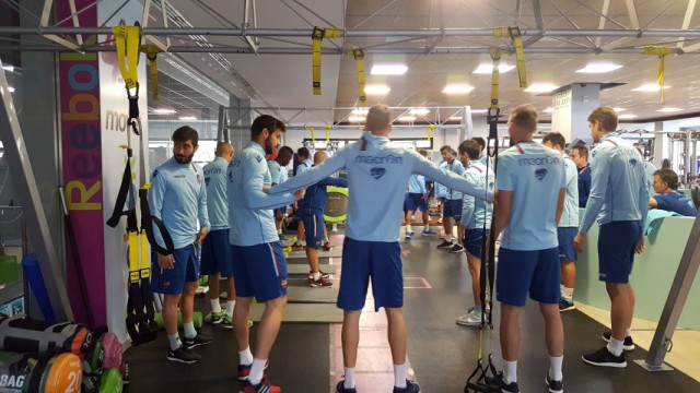 El Levante realiza una sesión de recuperación en el gimnasio