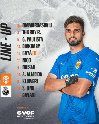 Este es el once del Valencia frente al Mallorca