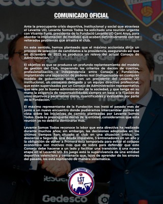 'Levante Somos Todos' pide a la Fundación la salida de Catalán y su consejo
