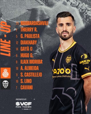 Este es el once del Valencia para jugar ante el Espanyol