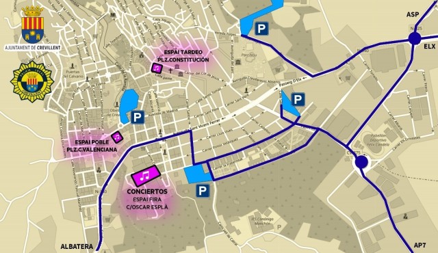 Crevillent habilita cuatro núcleos de aparcamiento gratuito para las fiestas municipales