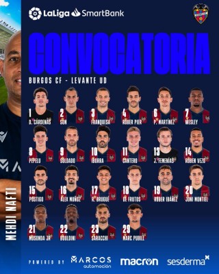 El Levante viaja a Burgos sin Campaña y Mustafi
