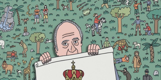 Dibujos murcianos para encontrar al 'emérito' al estilo de '¿Dónde está Wally?': el libro que le sigue los pasos