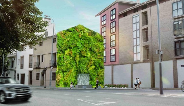 Caravaca tendrá su primer jardín vertical, con una cascada integrada, en la Plaza del Templete