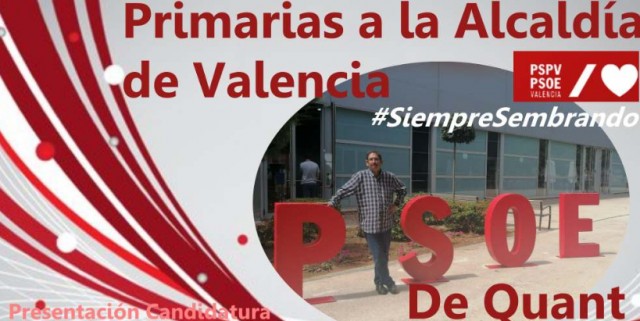 
Un militante de base del PSPV da la nota de color al presentarse para las primarias a la Alcaldía