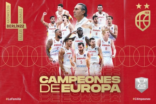 España gana su cuarto título europeo al batir a Francia 88-76 en la final