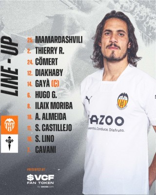 Cavani, titular ante el Celta