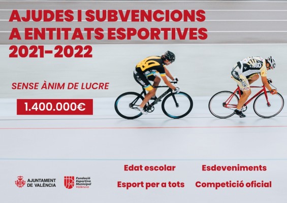 Abierto el plazo para solicitar las subvenciones de la temporada 2021-22 a entidades deportivas de València