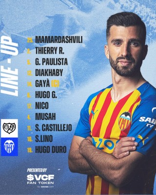 Este el once del Valencia para medirse al Rayo
