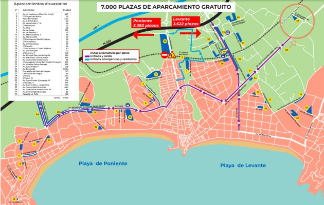 Benidorm llena de parkings disuasorios las afueras: alcanza ya las 7.000 plazas