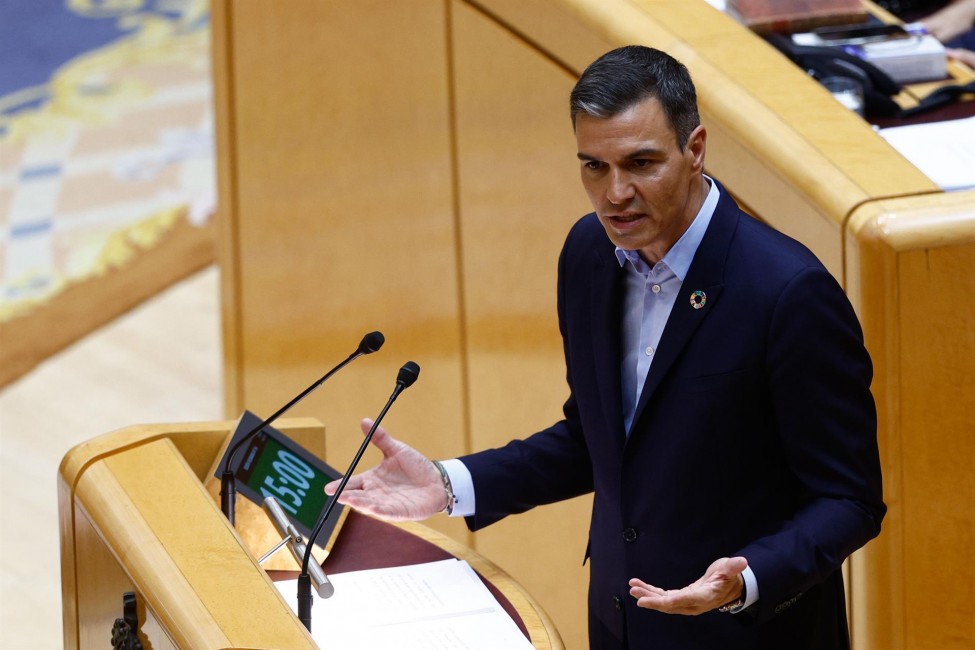 Sánchez, en el Senado este martes. Foto: EFE/RODRIGO JIMÉNEZ - 