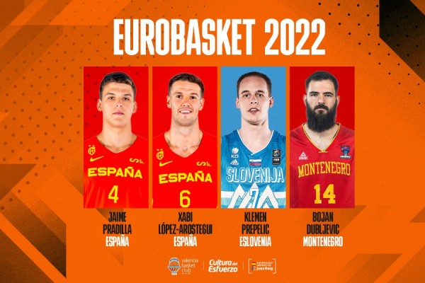 Cuatro jugadores taronja comienzan mañana el Eurobasket 2022
