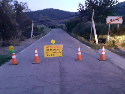 La Diputación cifra en 70.000 euros el gasto para reparar la carretera dañada por el incendio de Bejís