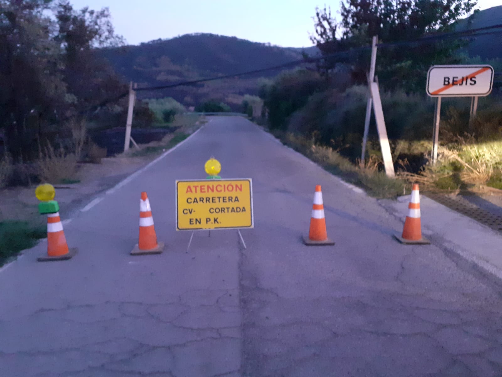 La Diputación cifra en 70.000 euros el gasto para reparar la carretera dañada por el incendio de Bejís