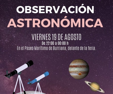 El Ayuntamiento de Burriana ofrece una sesión de observación astronómica, música y baile