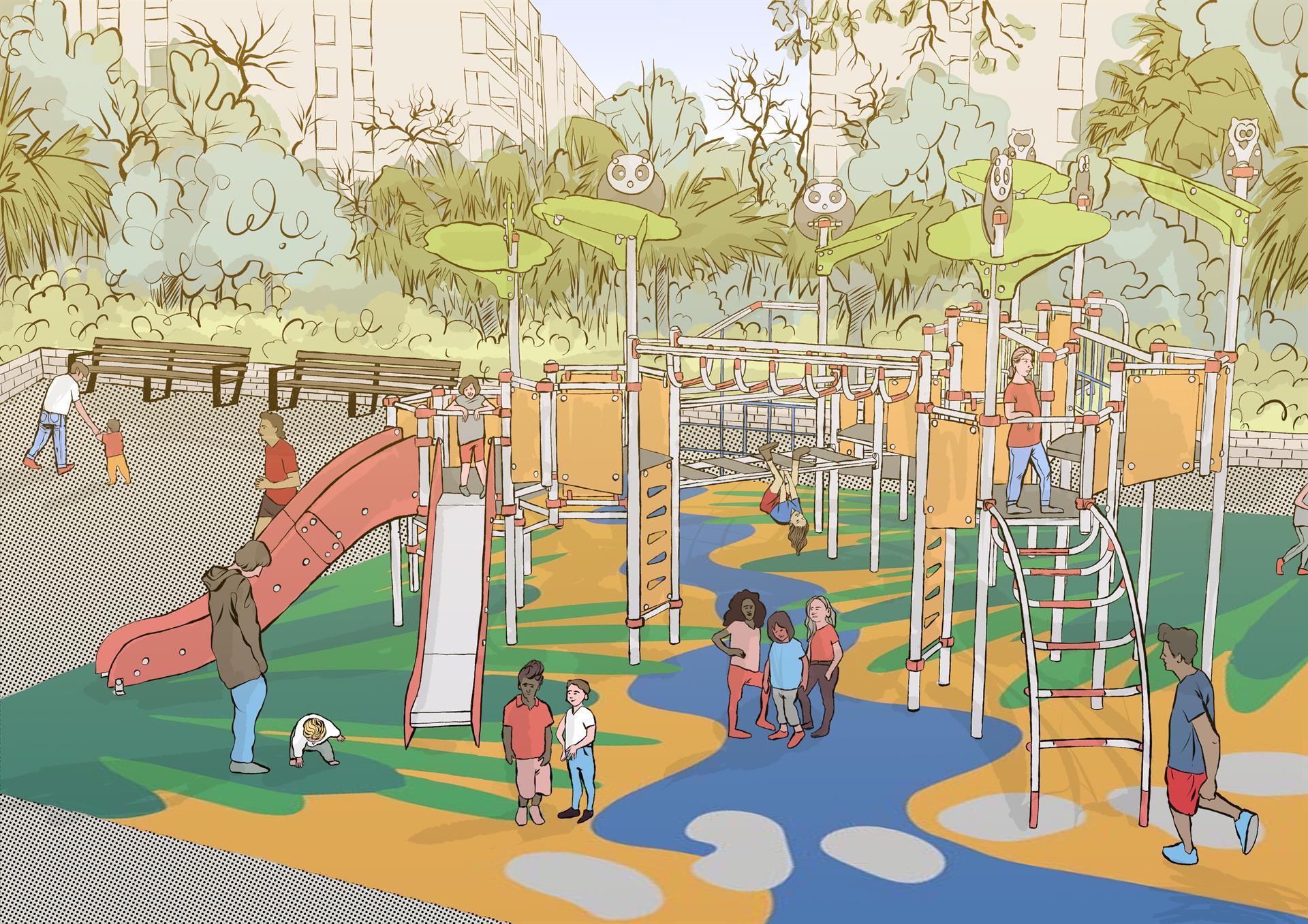 Proyecto de la nueva zona infantil de la plaza del Cedro. Foto: AYUNTAMIENTO DE VALENCIA - 