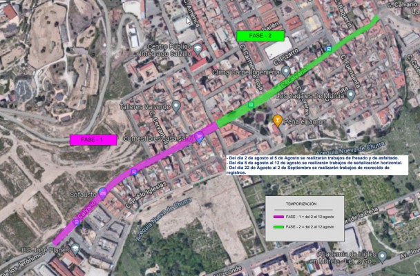 Comienzan las obras de asfaltado en la calle Calvario de Espinardo

