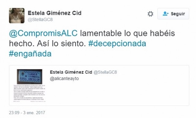La ex gimnasta Estela Giménez, decepcionada con Compromís por el cambio de nombres en las calles