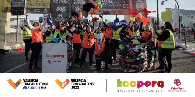 Koopera Cáritas facilitará la donación de material deportivo de los
corredores del Medio y del Maratón Valencia