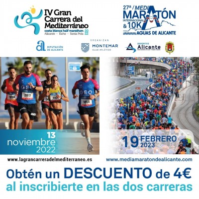 Pack especial de inscripción para la Gran Carrera del Mediterráneo y la Media Maratón de Alicante