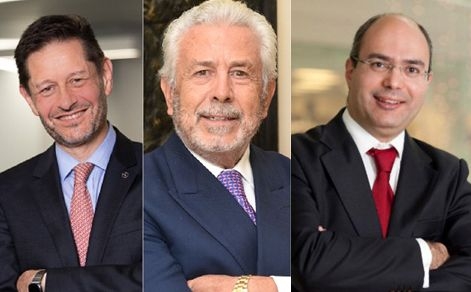 Enrique Murguía Pozzi, de Grupo Financiero Aserta; Antonio Morera Vallejo, de MIC Insurance; y Nuno Oliveira Matos de Abarca Companhia de Seguros.   - 