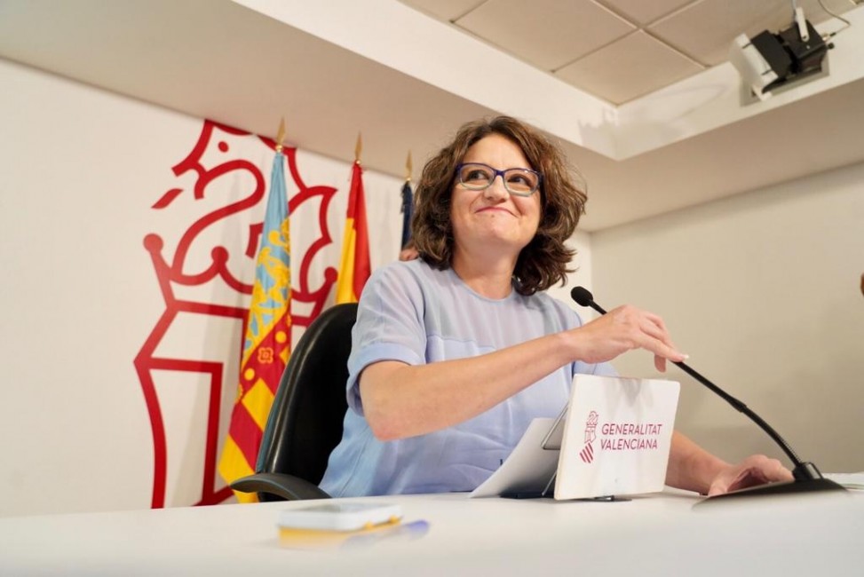 Oltra, en la rueda de prensa tras el pleno del Consell de este viernes. Foto: EDUARDO MANZANA - 