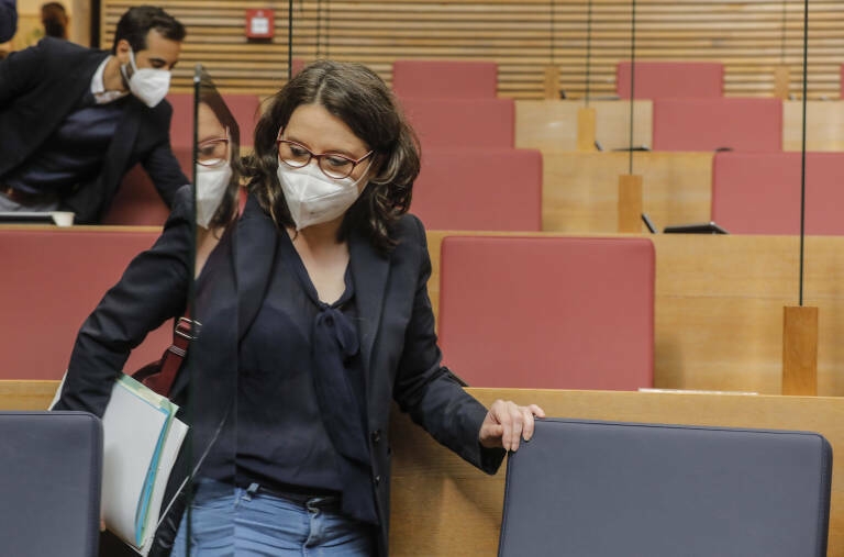 Mónica Oltra, en Les Corts. Foto: EP/ROBER SOLSONA - 