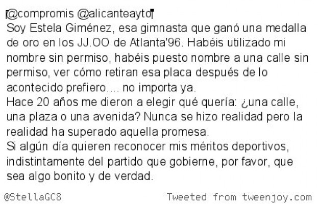 Estela Giménez ya no quiere una calle con su nombre