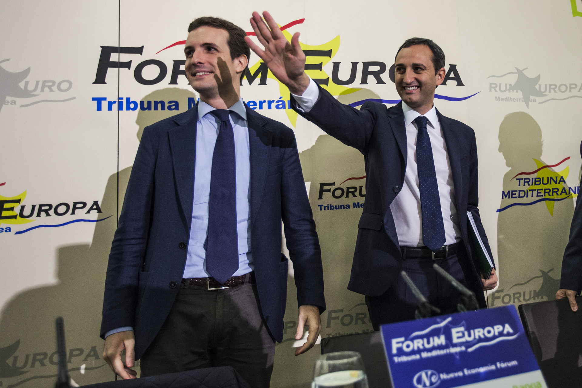 Pablo Casado y César Sánchez, en el desayuno celebrado este viernes | EVA MÁÑEZ - 