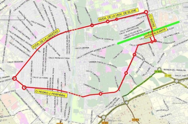  Elche prepara el próximo anillo ciclista: en Pedro Juan Perpiñán y Avenida de Alicante por 700.000 euros