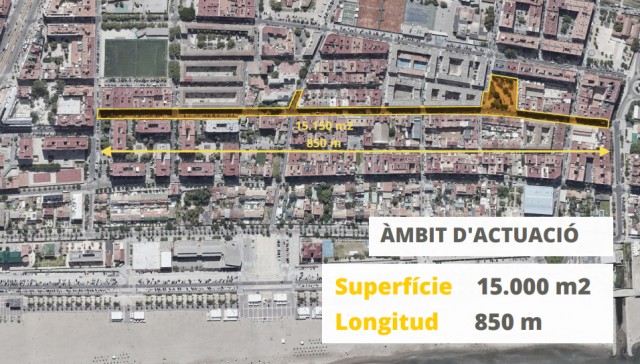 El Ayuntamiento convertirá la avenida de la Malvarrosa en un espacio peatonal de 850 metros