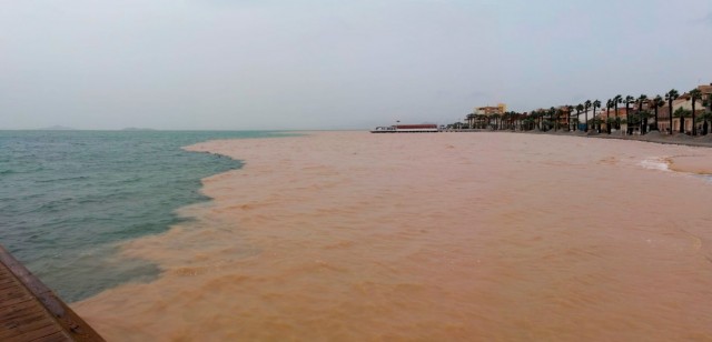 El Mar Menor se convierte en una 'sopa marrón' tras una semana de lluvias