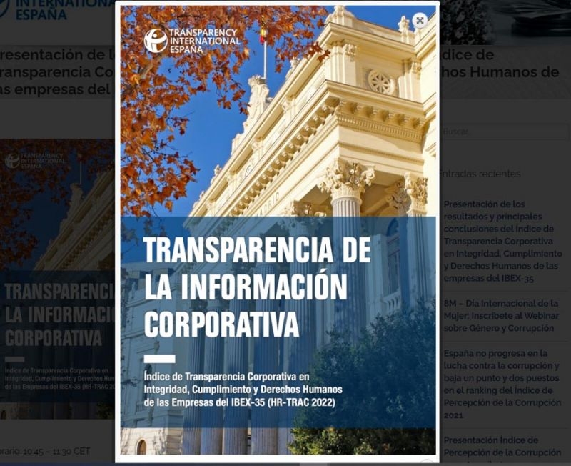 Transparency International España publica el primer 'Estudio Trac’, un índice sobre la transparencia corporativa de las empresas del Ibex-35
