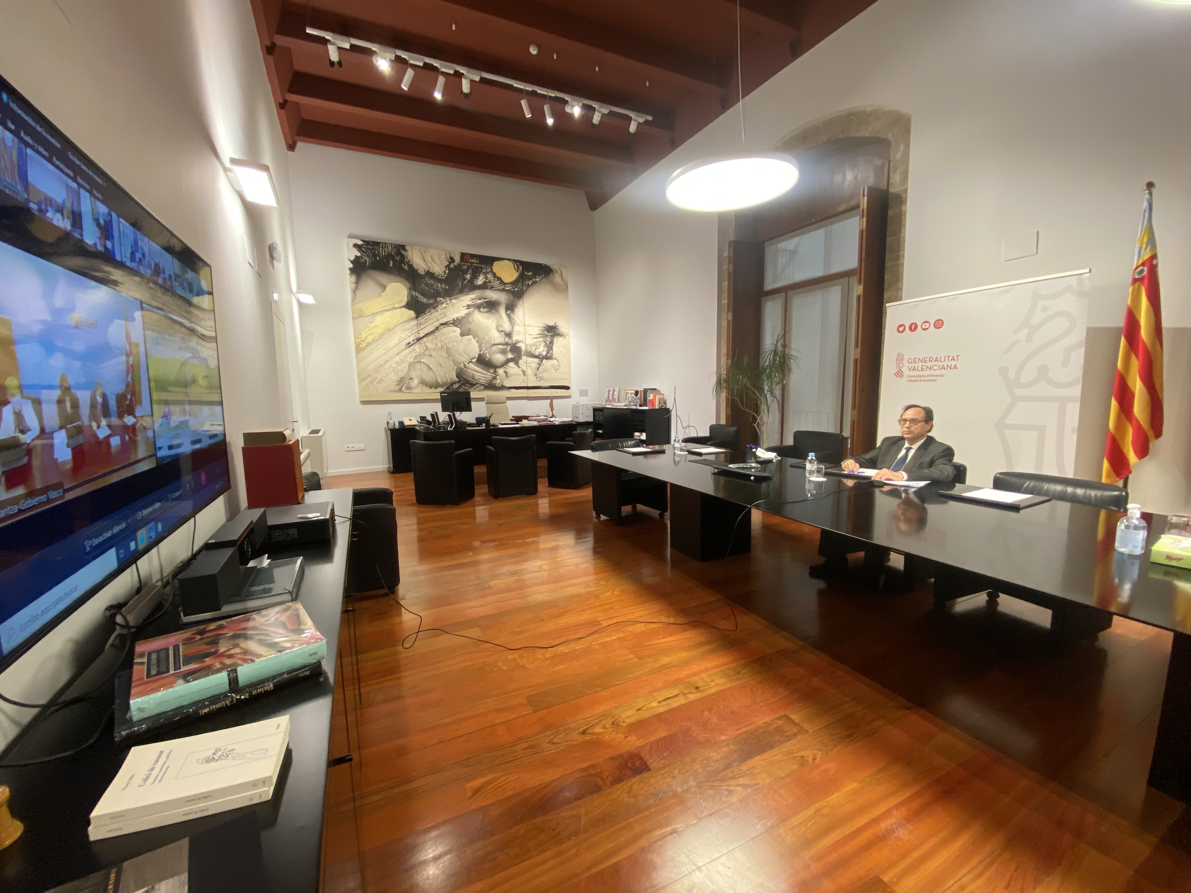 Vicent Soler, conseller de Hacienda, en la conferencia sectorial de este lunes. Foto: GVA - 