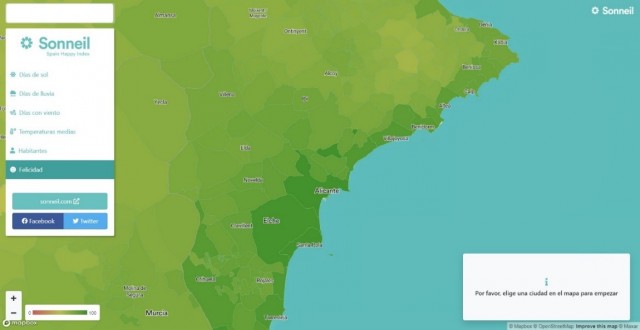 La Costa Blanca, en el top de las zonas más felices de España con 284 días de sol al año, según Sonneil