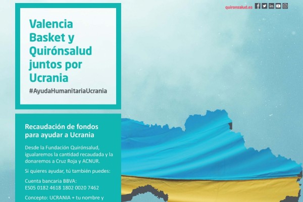 Quirónsalud y Valencia Basket juntos para ayudar a Ucrania
