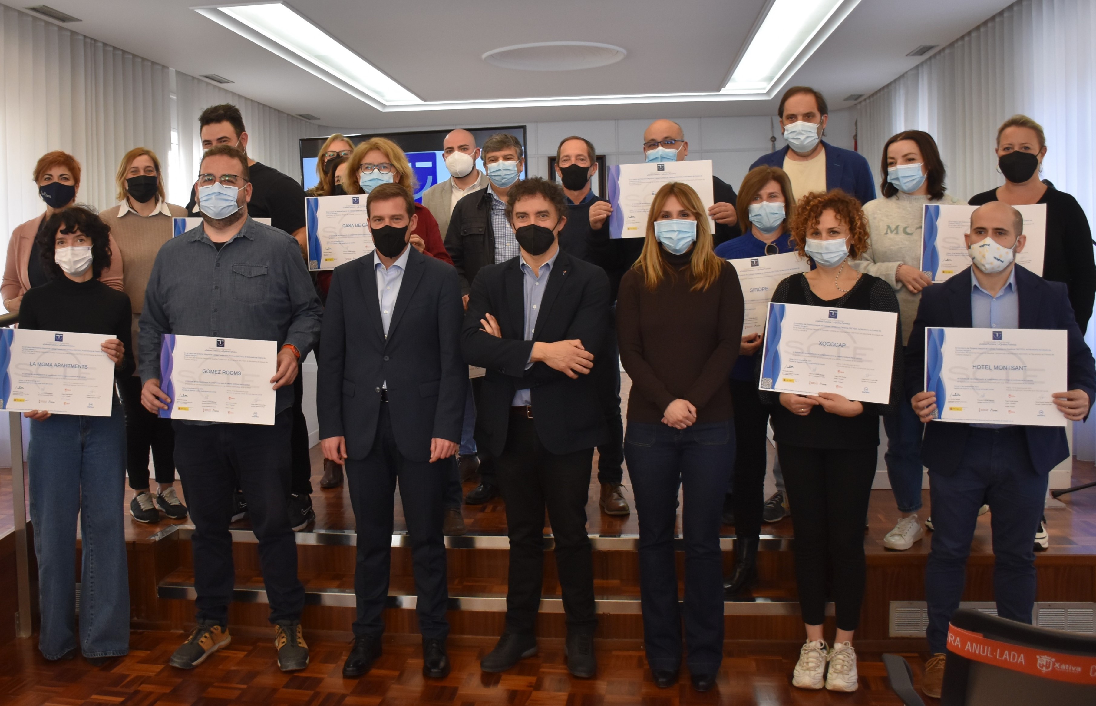 Turisme entrega el distintivo de Calidad Turística Sicted a 27 empresas y entidades de Xàtiva