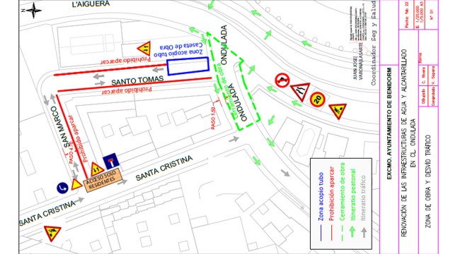 Benidorm inicia el lunes las obras de renovación de la red de agua potable y alcantarillado en la calle Ondulada

