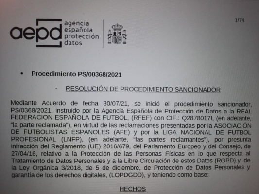 Protección de Datos multa con 200.000 euros a la Federación de Fútbol por filtrar el audio de una reunión de AFE y LaLiga
